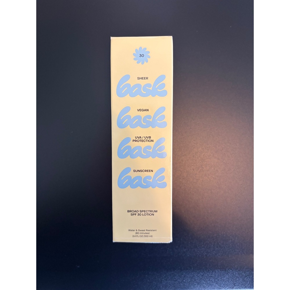 Bask Suncare Broad Spectrum SPF 30 Sunscreen Lotion Sheer Vegan 3.4oz NEW